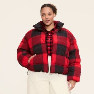 Woolrich x Target Red and Black Checkered Puffer Jacket 2x NWT